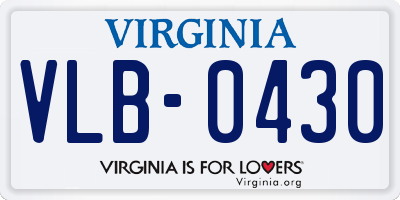 VA license plate VLB0430