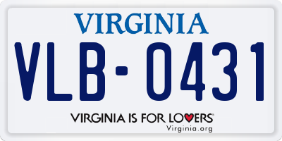 VA license plate VLB0431