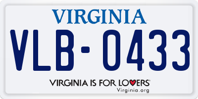VA license plate VLB0433