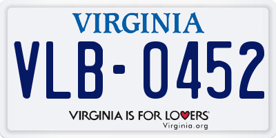 VA license plate VLB0452