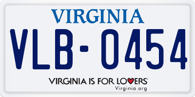 VA license plate VLB0454