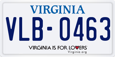 VA license plate VLB0463