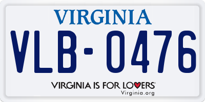 VA license plate VLB0476