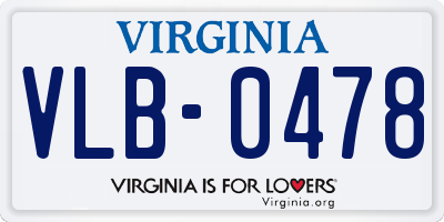 VA license plate VLB0478
