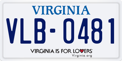 VA license plate VLB0481