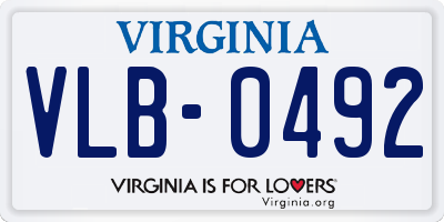 VA license plate VLB0492