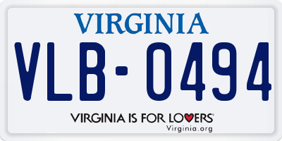 VA license plate VLB0494