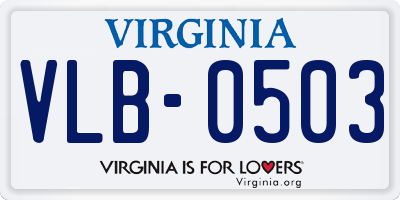 VA license plate VLB0503
