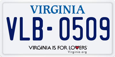 VA license plate VLB0509