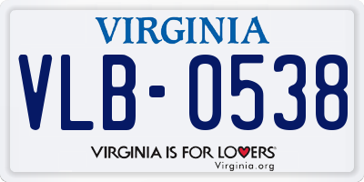 VA license plate VLB0538