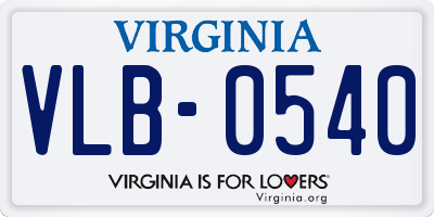VA license plate VLB0540