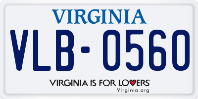 VA license plate VLB0560