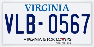 VA license plate VLB0567