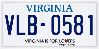 VA license plate VLB0581