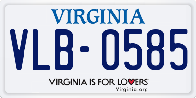 VA license plate VLB0585