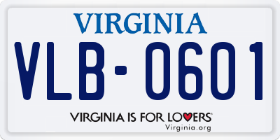 VA license plate VLB0601