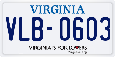 VA license plate VLB0603