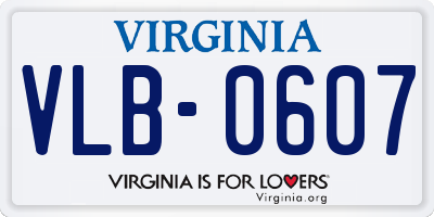 VA license plate VLB0607