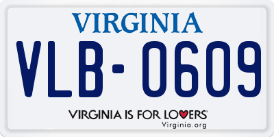 VA license plate VLB0609