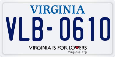 VA license plate VLB0610