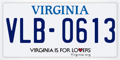 VA license plate VLB0613