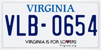 VA license plate VLB0654