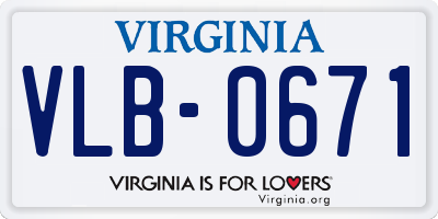VA license plate VLB0671