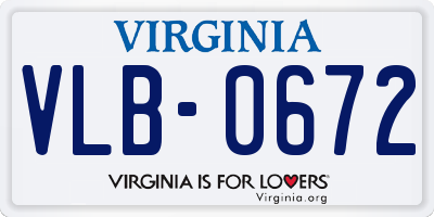 VA license plate VLB0672