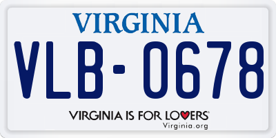 VA license plate VLB0678