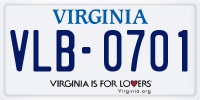 VA license plate VLB0701