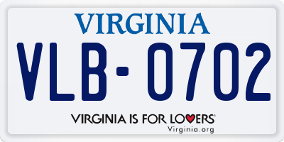 VA license plate VLB0702