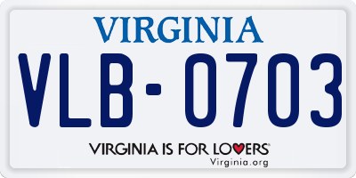 VA license plate VLB0703