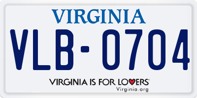 VA license plate VLB0704