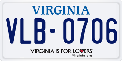 VA license plate VLB0706