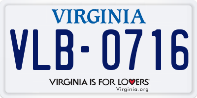 VA license plate VLB0716