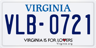 VA license plate VLB0721