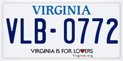 VA license plate VLB0772