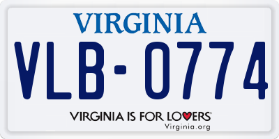 VA license plate VLB0774