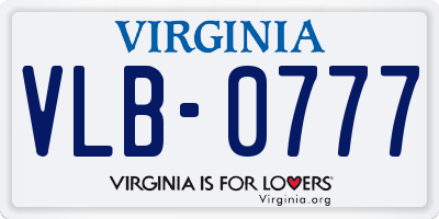 VA license plate VLB0777