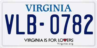 VA license plate VLB0782