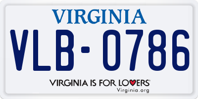 VA license plate VLB0786