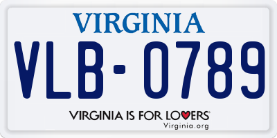 VA license plate VLB0789