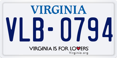 VA license plate VLB0794