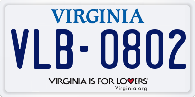 VA license plate VLB0802