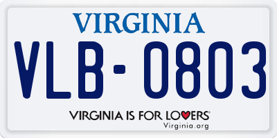 VA license plate VLB0803