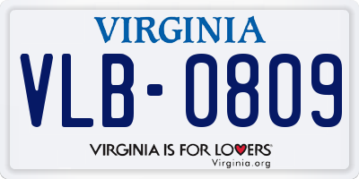 VA license plate VLB0809