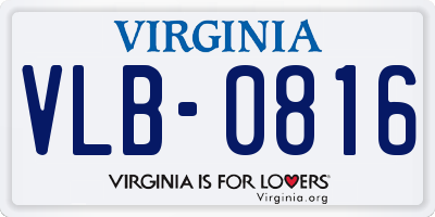 VA license plate VLB0816