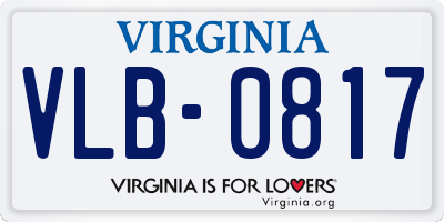 VA license plate VLB0817