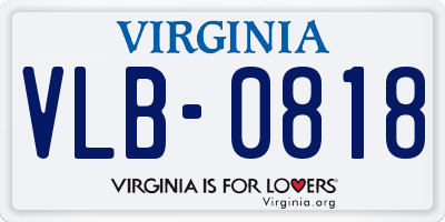 VA license plate VLB0818