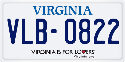 VA license plate VLB0822